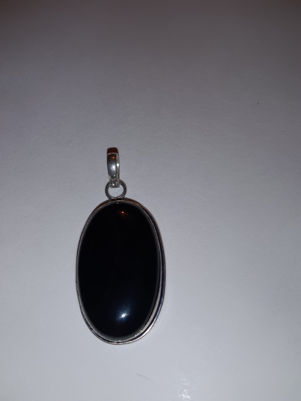 Black Oval Onyx Stone Pendant Necklace - Elegant